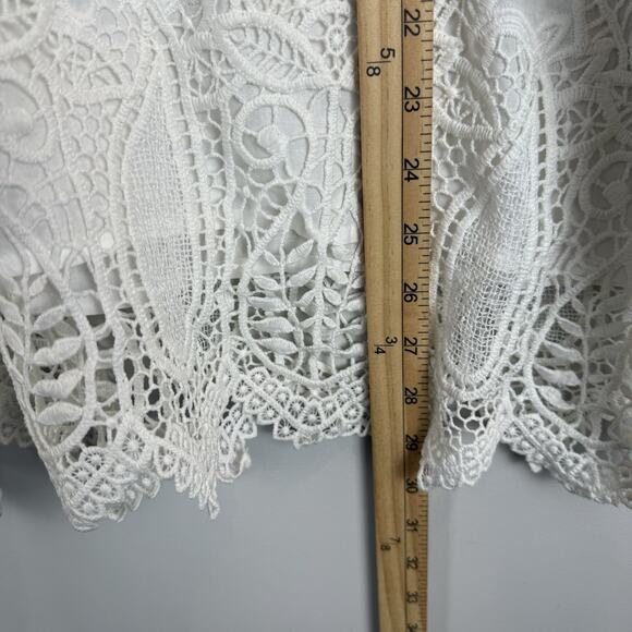 Chicos Embroidered Lace Top Women 3 US XL White Boho Bell Sleeve Coquette Blouse - Picture 10 of 10